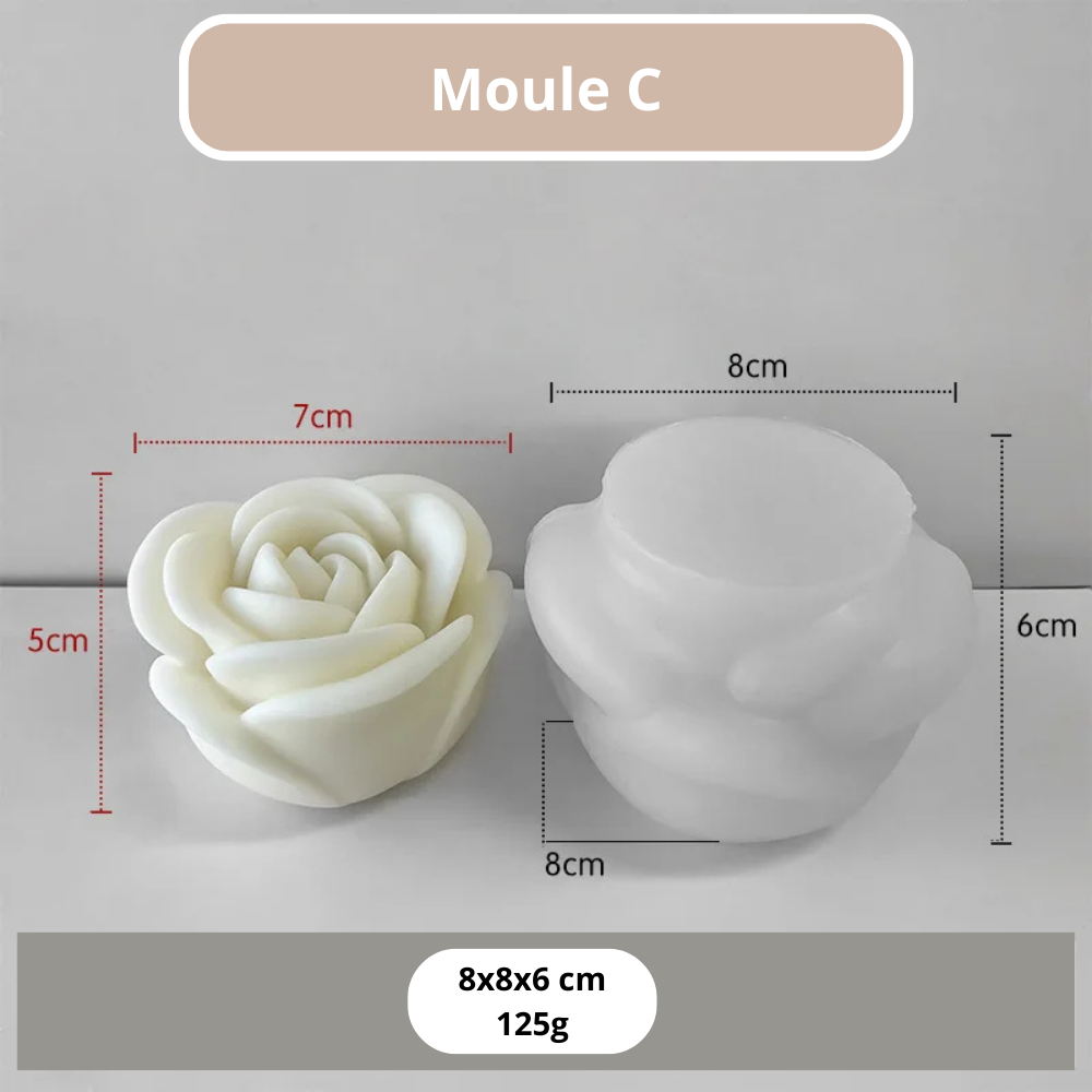 Moule en silicone pour bougie rose