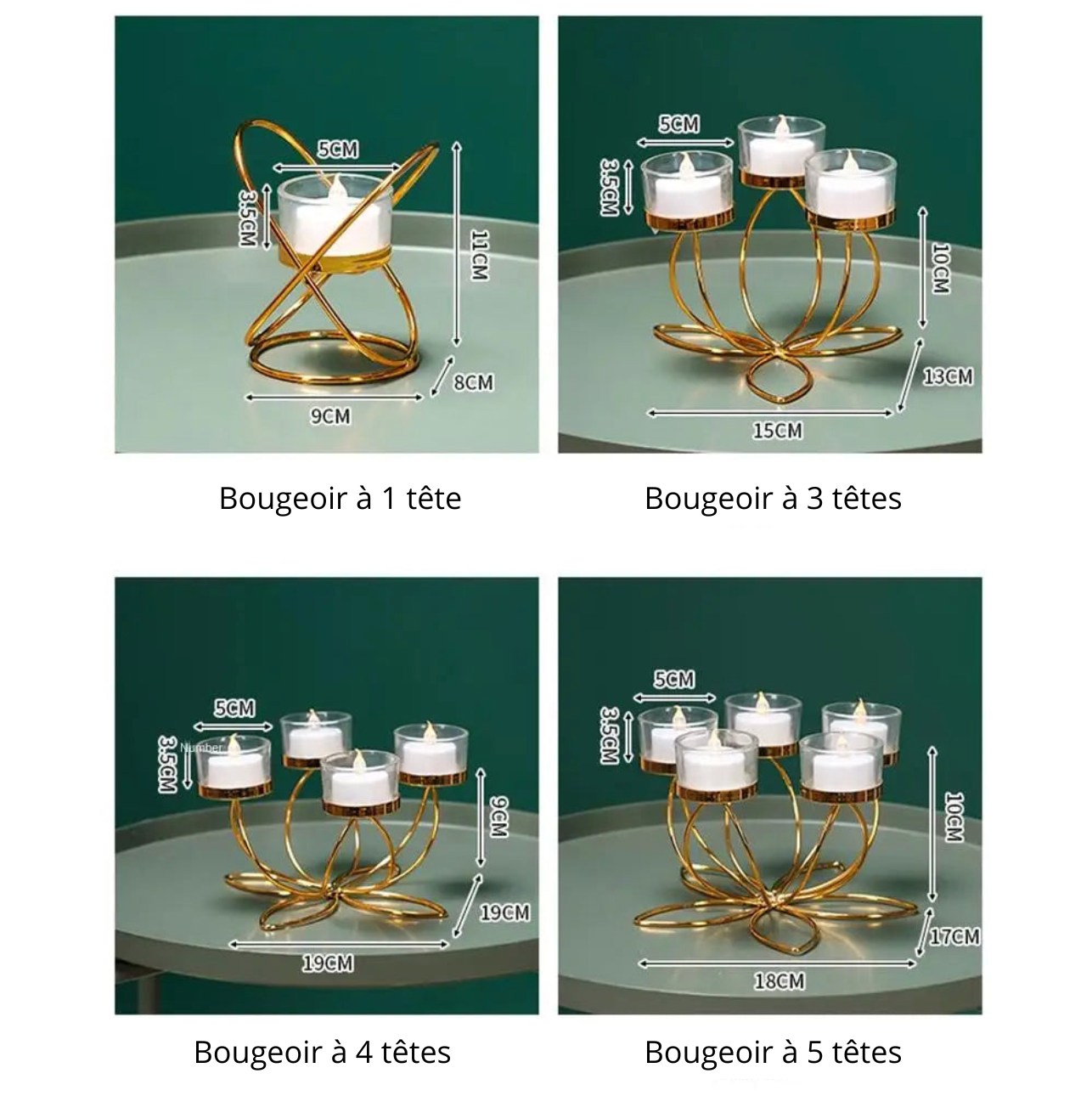 Bougeoir à têtes en métal