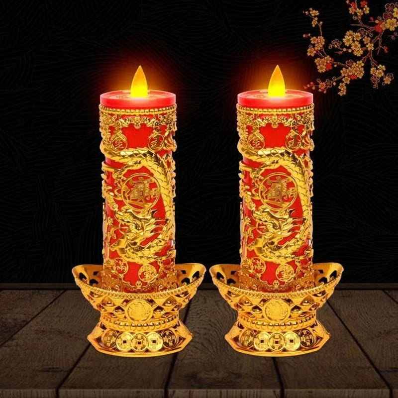 Bougeoir bouddhiste avec bougie LED