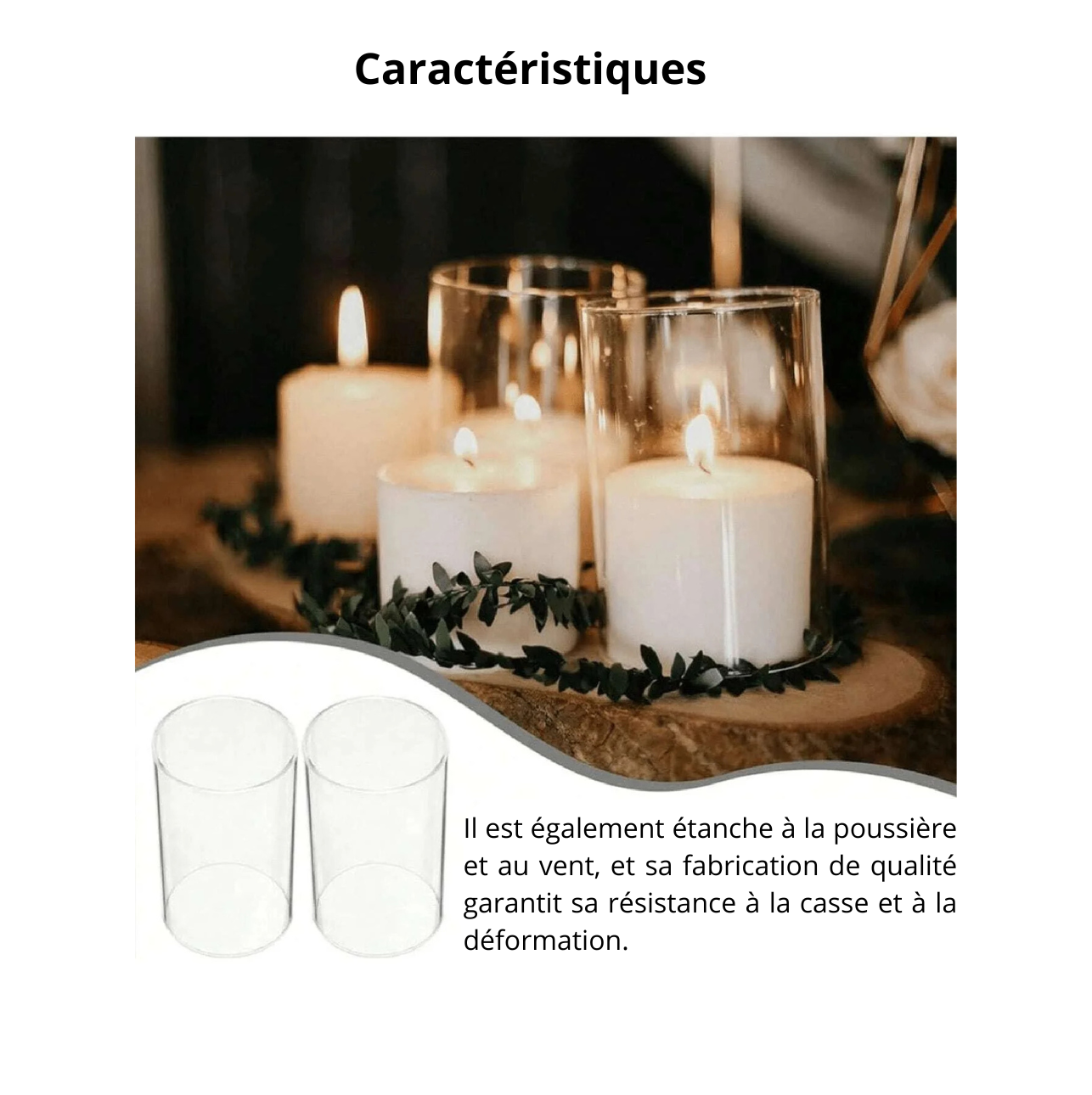 Photophore cylindrique en verre transparent
