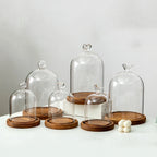 Cloche en verre avec base en bois