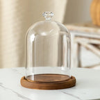 Cloche en verre avec base en bois