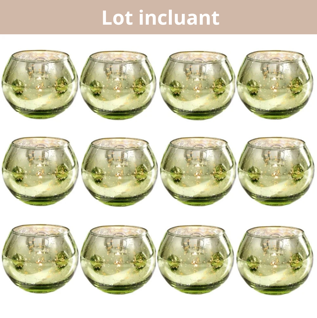 Lot de photophore en verre mercurisé coloré