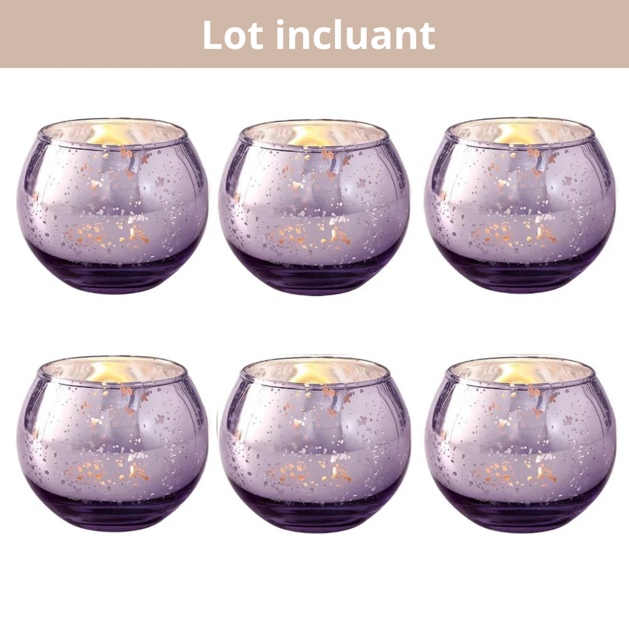 Lot de photophore en verre mercurisé coloré