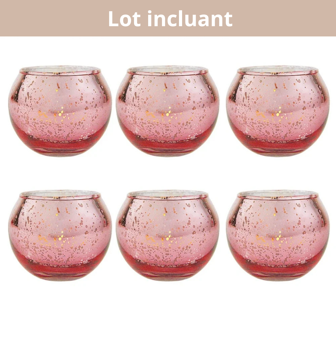 Lot de photophore en verre mercurisé coloré