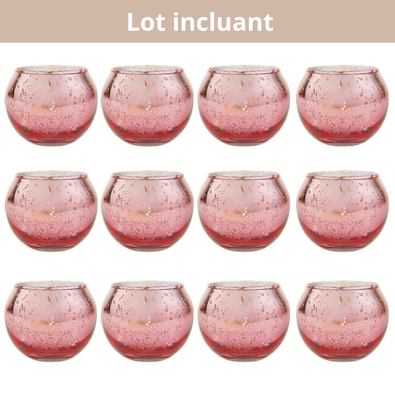Lot de photophore en verre mercurisé coloré