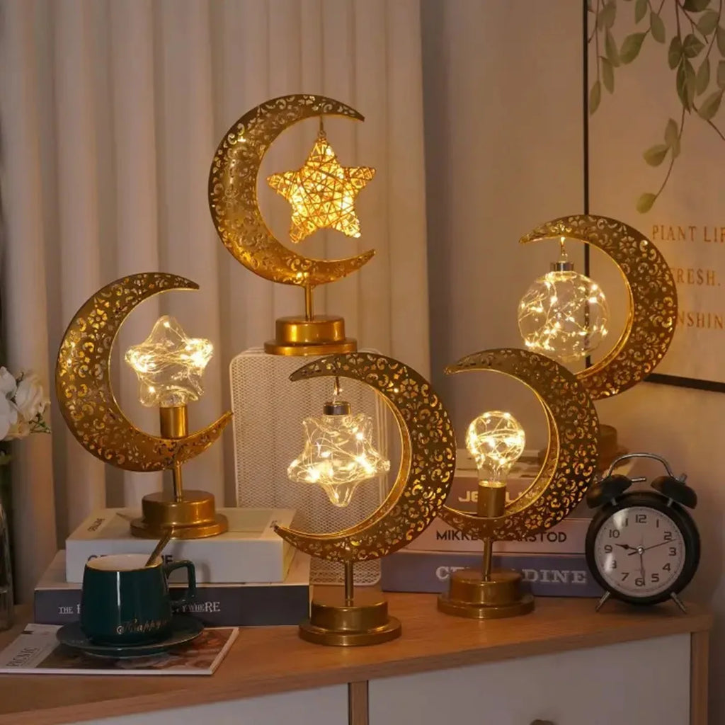 Lanterne LED en métal en forme de lune