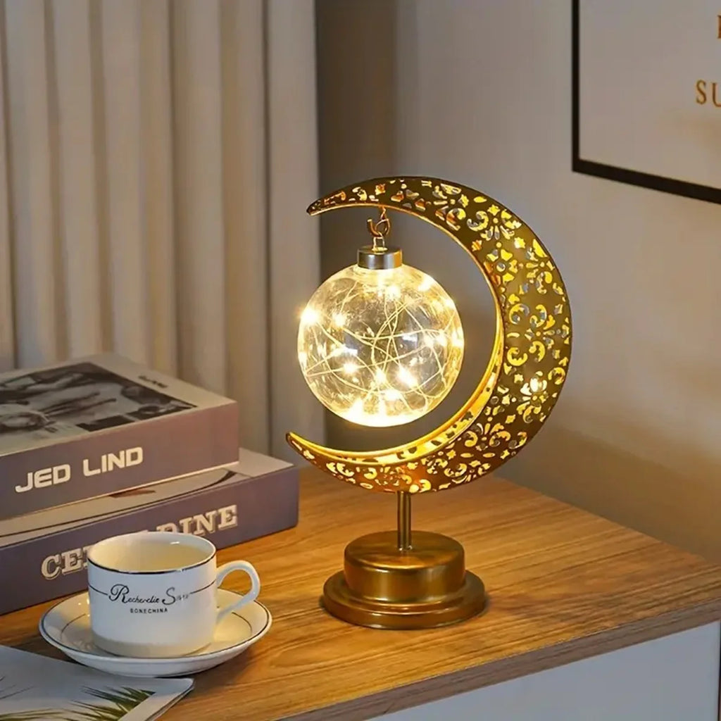 Lanterne LED en métal en forme de lune
