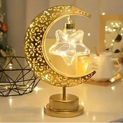 Lanterne LED en métal en forme de lune