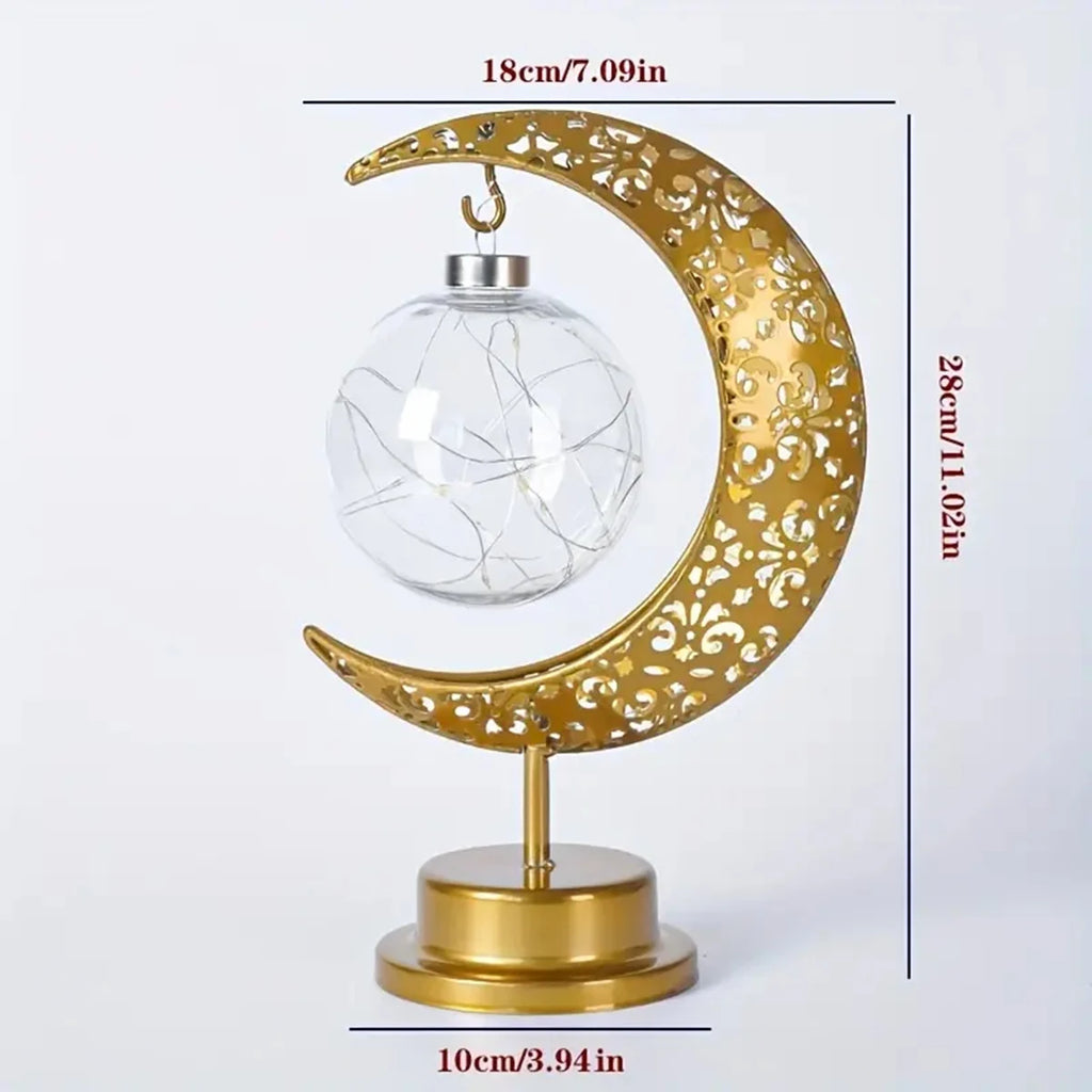 Lanterne LED en métal en forme de lune