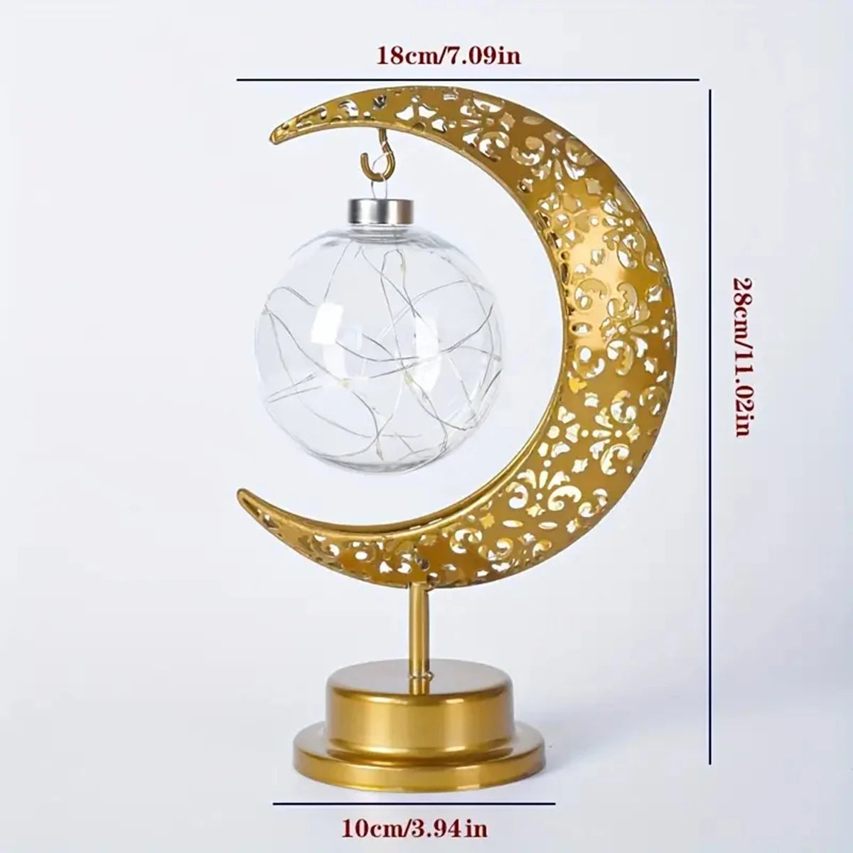 Lanterne LED en métal en forme de lune
