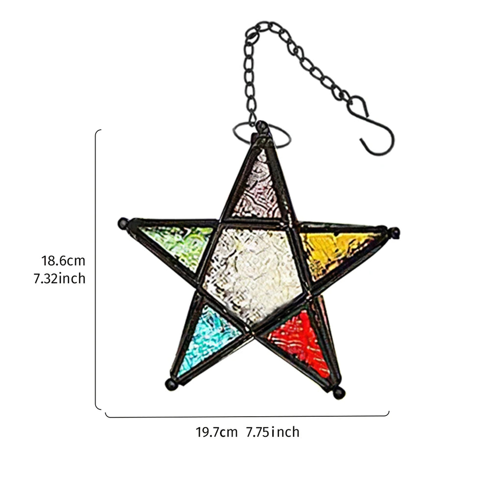 Lanterne étoile colorée en verre