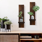 Lot de 2 bougeoirs appliques murales en bois