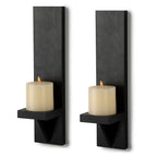 Lot de 2 bougeoirs appliques murales en bois
