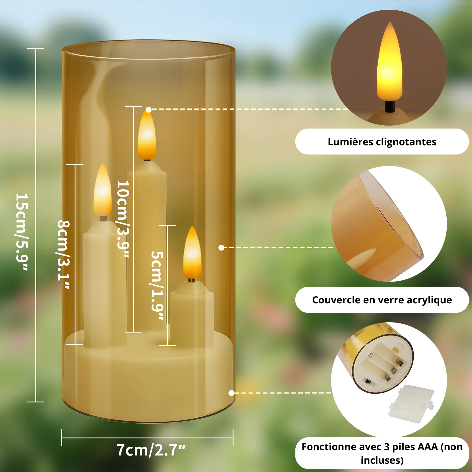Photophore en verre avec bougies LED