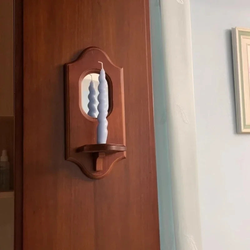 Porte-bougie mural miroir intégré