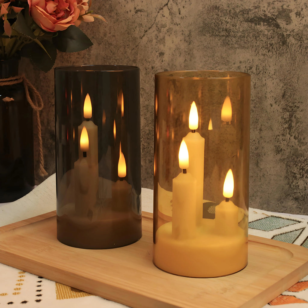 Photophore en verre avec bougies LED
