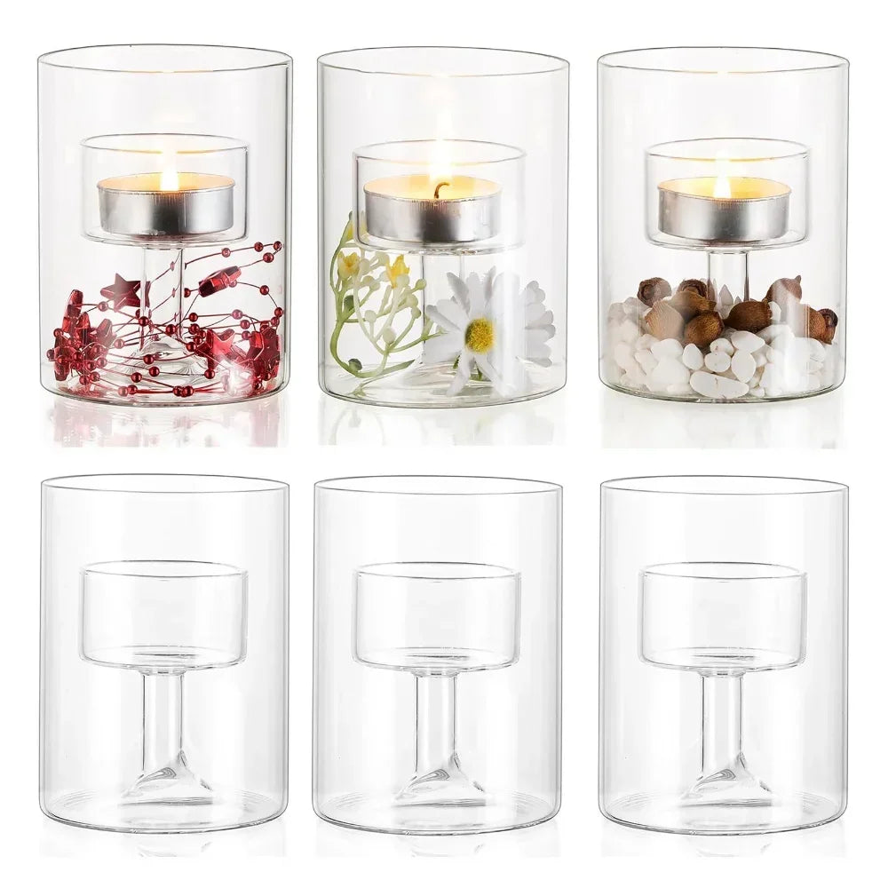 Photophore en verre cylindrique