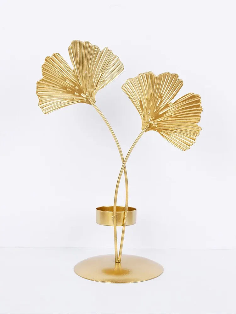 Bougeoir feuille de ginkgo dorée nordique