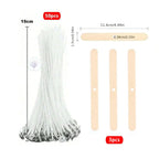 Lot de mèches de bougie en coton ciré avec support