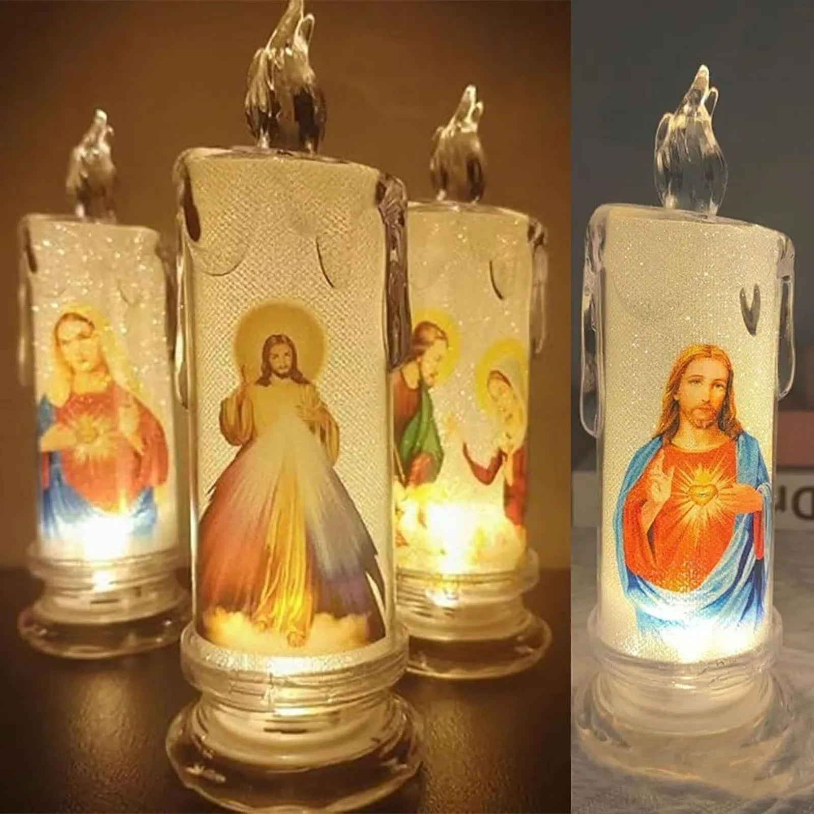 Bougie LED catholique Jésus
