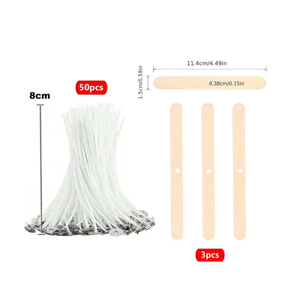 Lot de mèches de bougie en coton ciré avec support