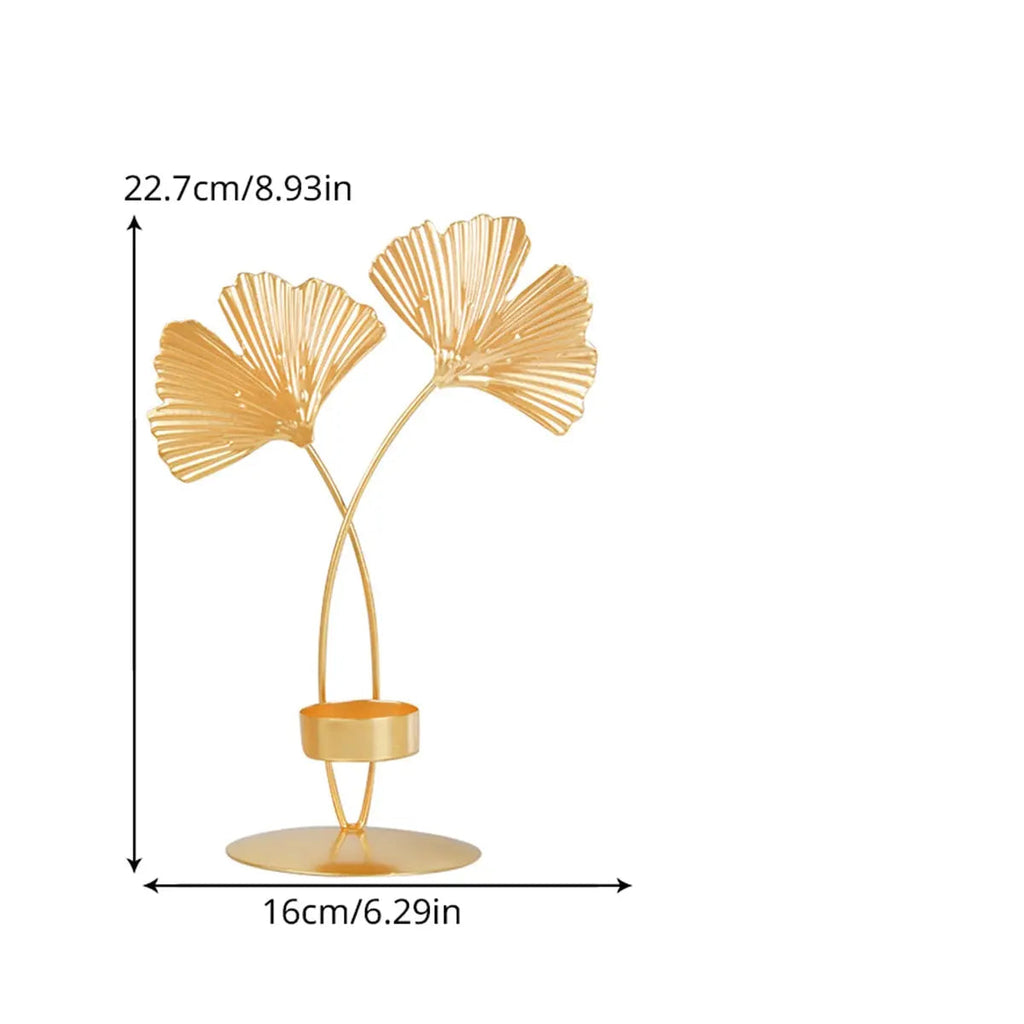 Bougeoir feuille de ginkgo dorée nordique