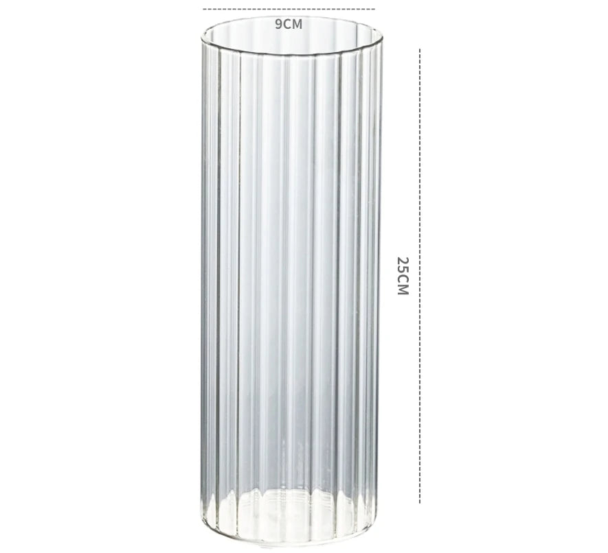 Bougeoir en verre cylindrique strié