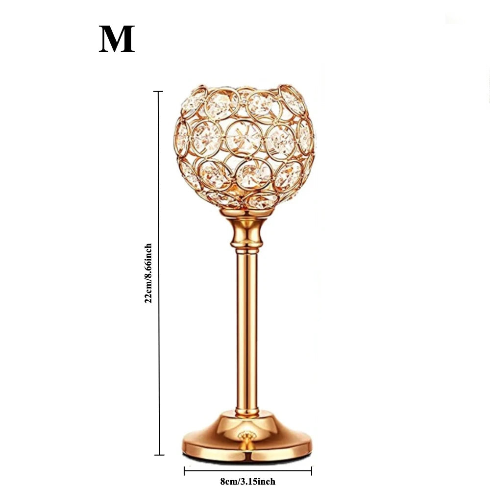 Photophore rond en cristal et métal