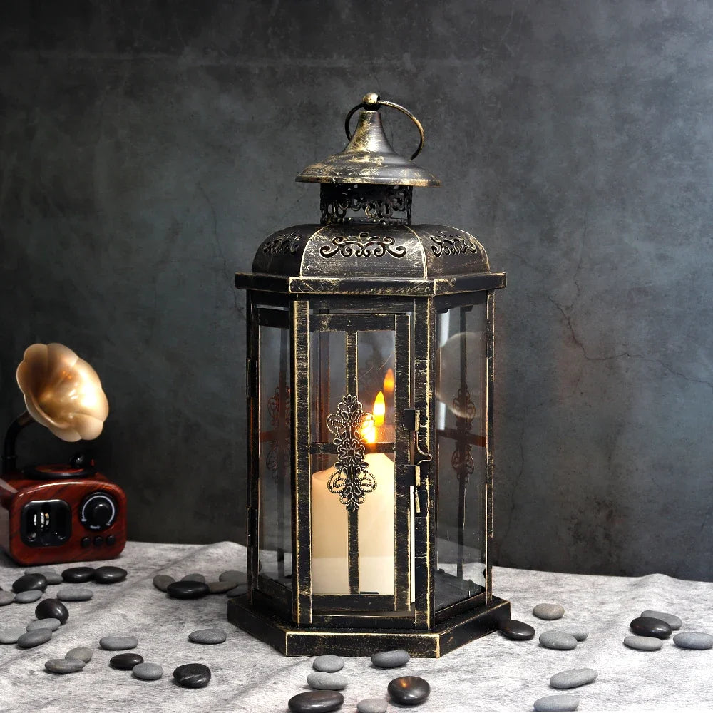 Lanterne photophore en métal vintage