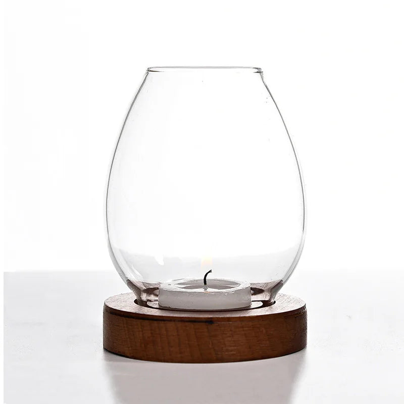 Photophore rond en verre transparent
