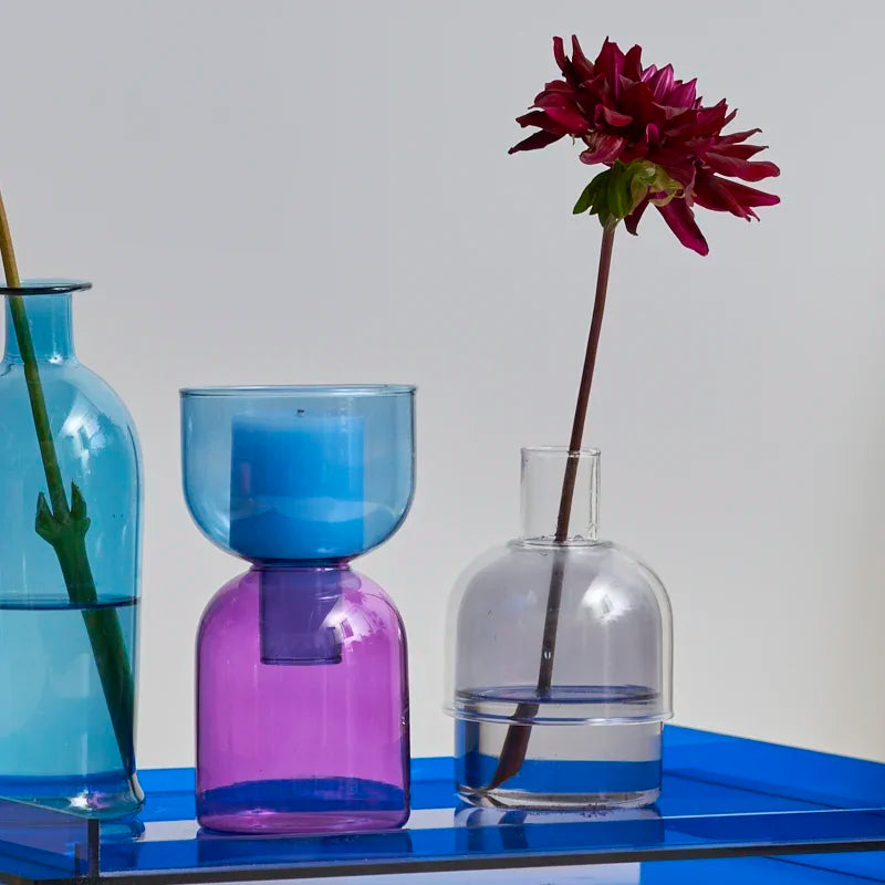 Photophore bougeoir en verre coloré épuré