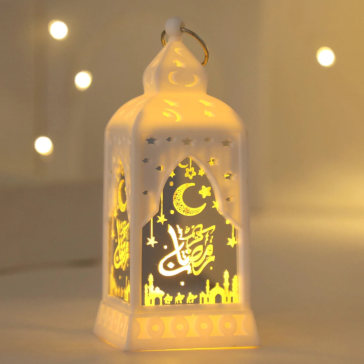 Mini lanterne LED lune islamique en métal