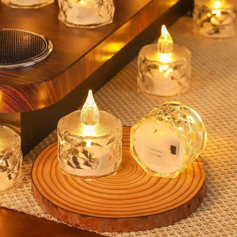 Lot de mini bougies LED en forme de cristaux
