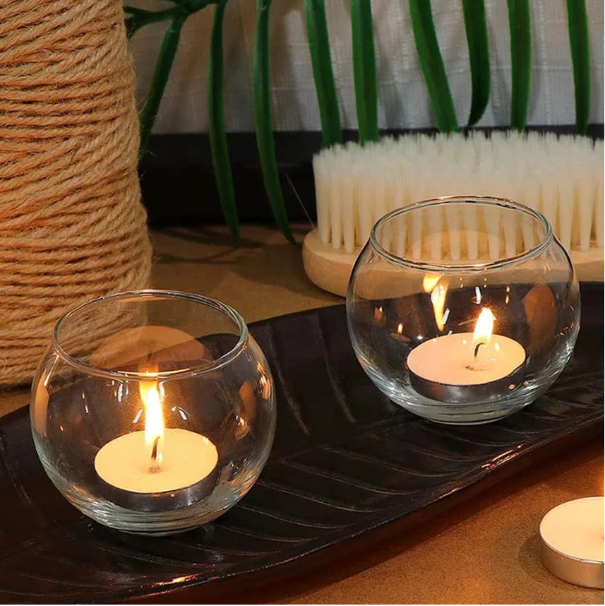Lot de photophores en verre boule