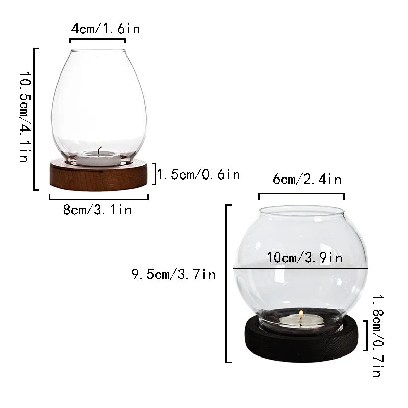Photophore rond en verre transparent