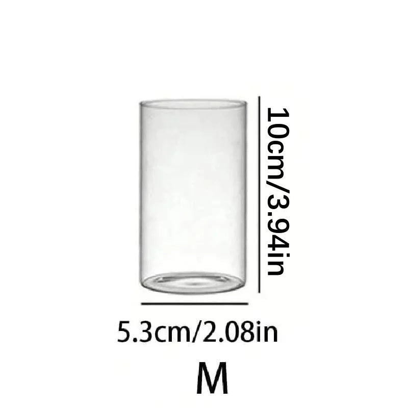 Photophore cylindrique en verre transparent