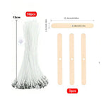Lot de mèches de bougie en coton ciré avec support