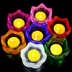 Photophore en verre coloré fleur de lotus