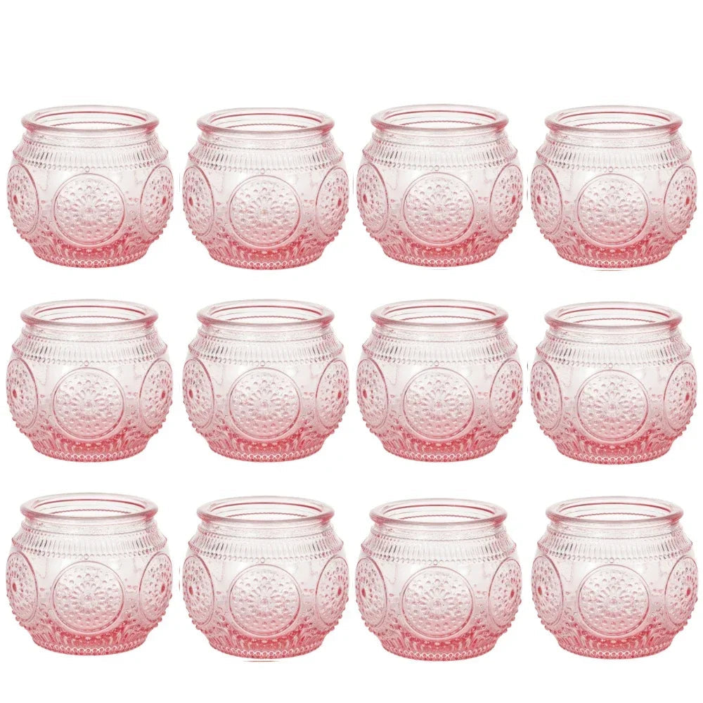 Lot de photophores colorés en verre votif