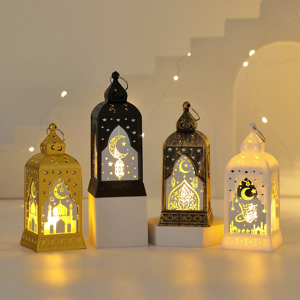 Mini lanterne LED lune islamique en métal