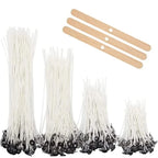 Lot de mèches de bougie en coton ciré avec support
