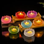 Photophore en verre coloré fleur de lotus