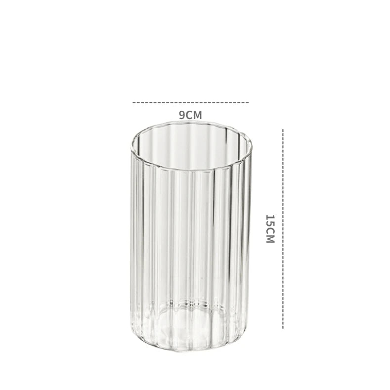 Bougeoir en verre cylindrique strié