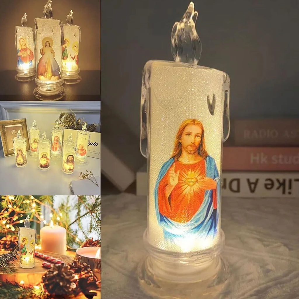 Bougie LED catholique Jésus