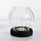 Photophore rond en verre transparent