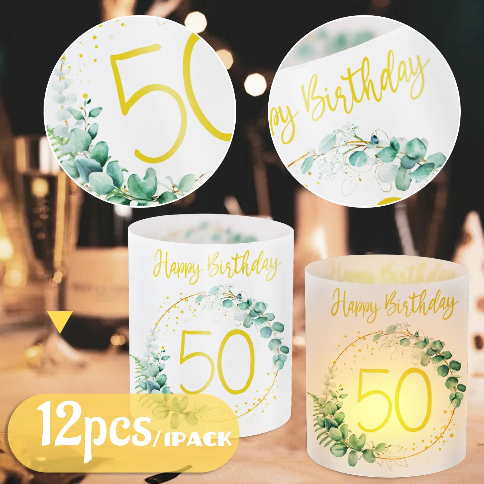 Lot d'étiquettes pour photophore anniversaire