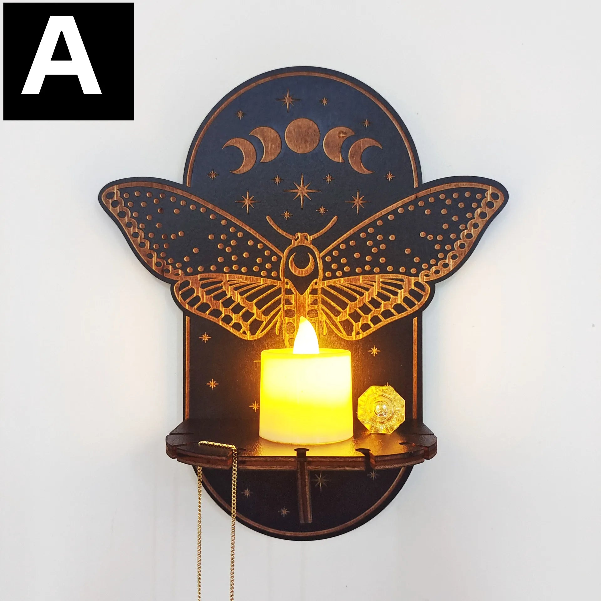 Porte bougie mural en bois