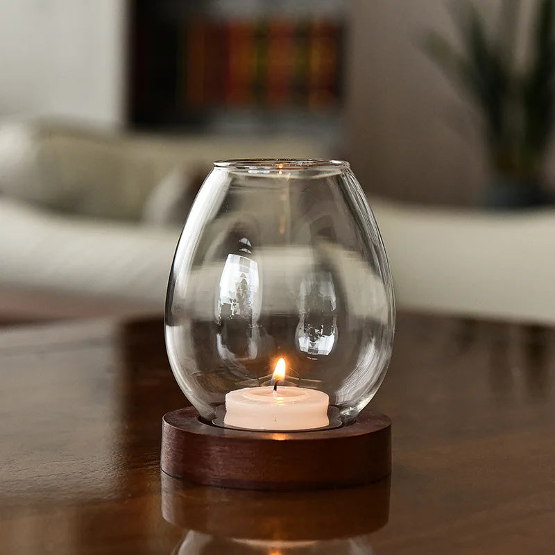 Photophore rond en verre transparent