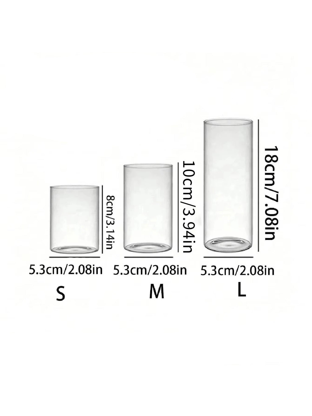 Photophore cylindrique en verre transparent